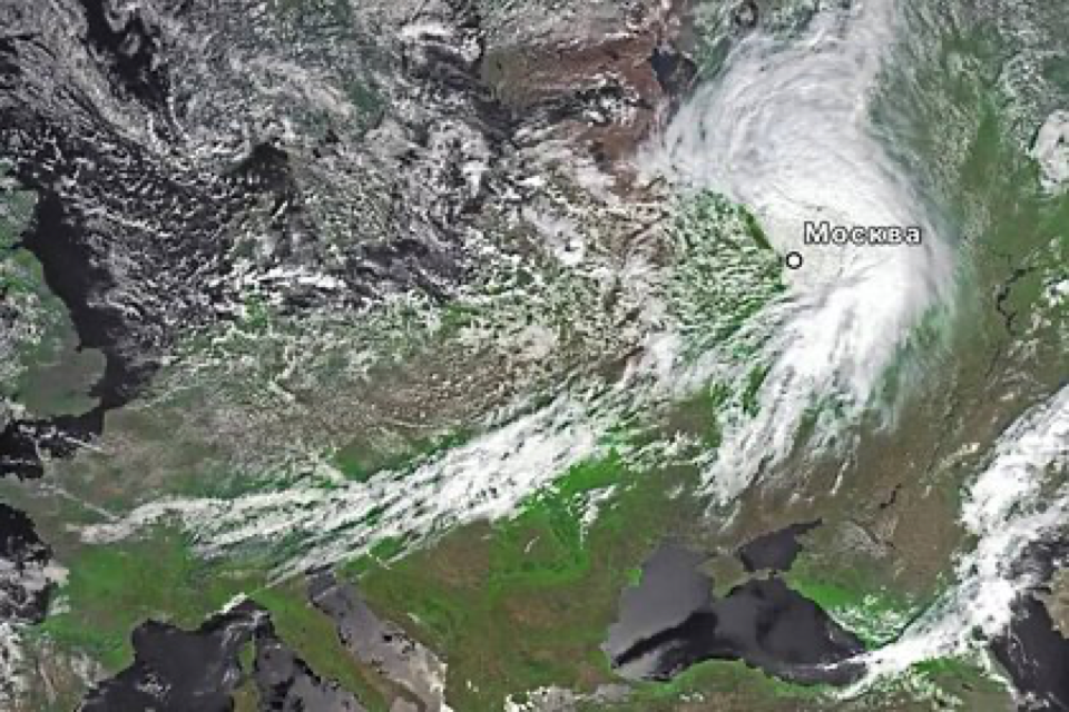 Source-supplied image for: Проходящий над Москвой циклон сфотографировали из космоса